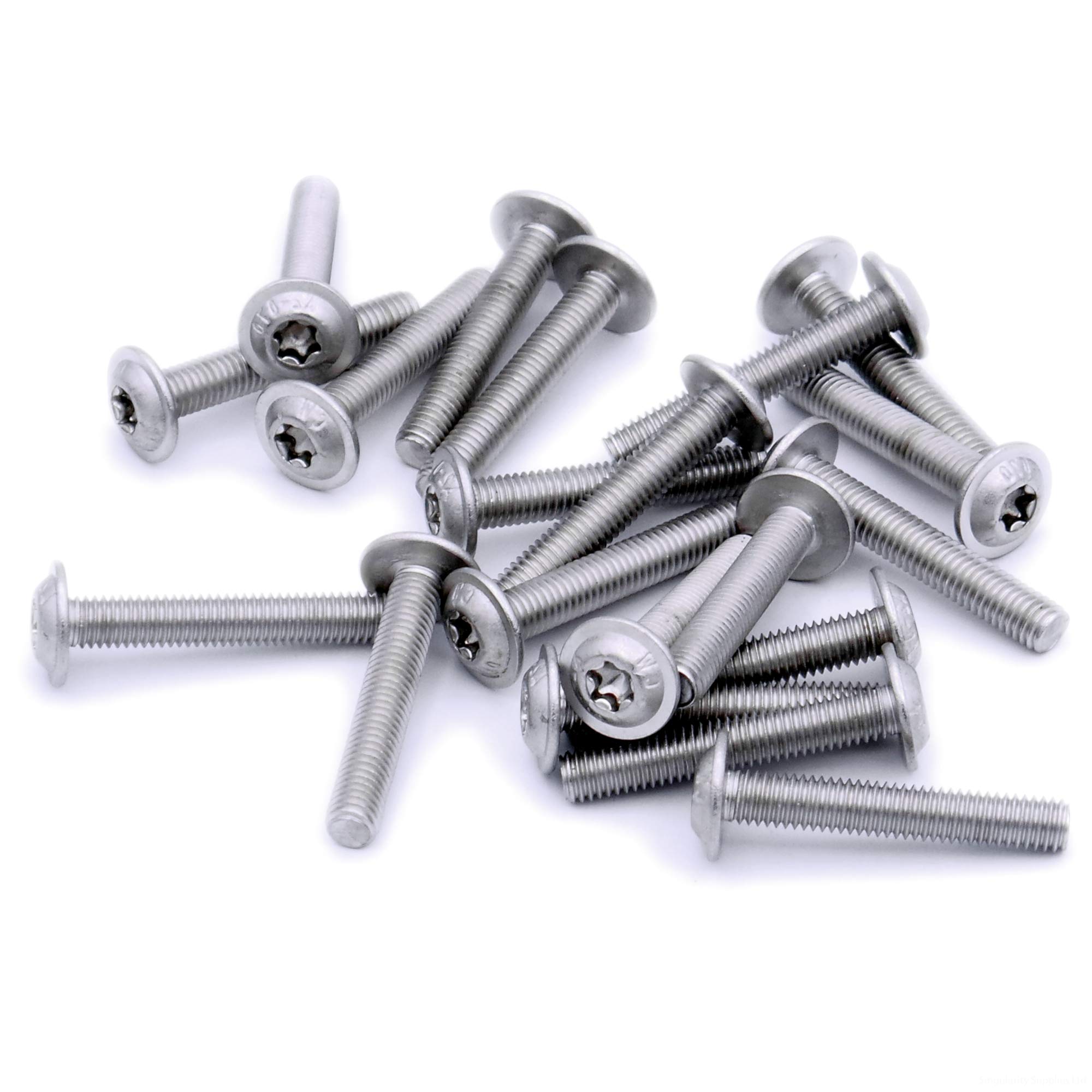 Singularity Supplies Silver M4 (4Mm X 16Mm) Flanged Tx Socket Button Machine Screw (Bolt) - Stainless Steel (A2) (Pack Of 20)