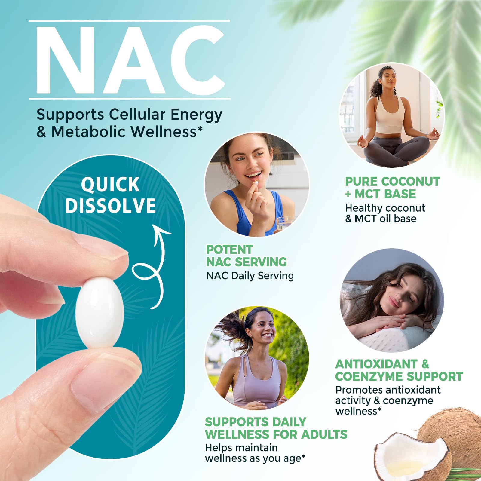 NAC N-Acetyl-L-Cystein 600 mg mit NAD+ – 300 Softgels mit Kokosöl & MCT Öl – Antioxidative Unterstützung & Zellenergie – Nahrungsergänzungsmittel – Non-GMO, Glutenfrei, Laborgeprüft