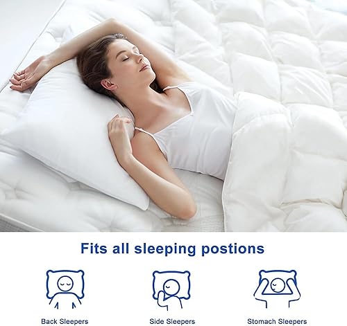 Miniatura 4 de Juego de 2 almohadas suaves y planas y cómodas, almohadas de cama de apoyo suave de alta calidad para dormir, almohadas transpirables alternativas