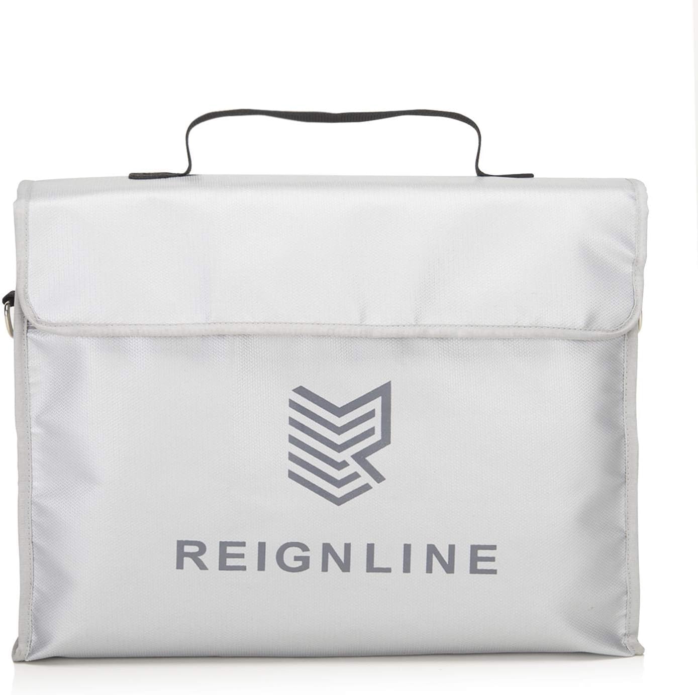 Fireproof Waterproof Document Bag With Extra Large Storage (15x12x5) - REIGNLINE Gray Premium Quality Fire Proof Bags Are Equipped With Silicone Coated Fiberglass Material, And Metal Strap Connectors.