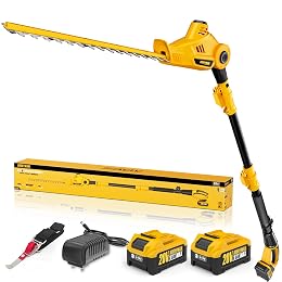 Alloyman 20V MAX Pole Hedge Trimmer,Telescoping Pole Hedge Trimmer,with 2 Packs 4.0Ah Batteries & Charger,8 Feet Hedge Trimmer for Shrubs Pruning
