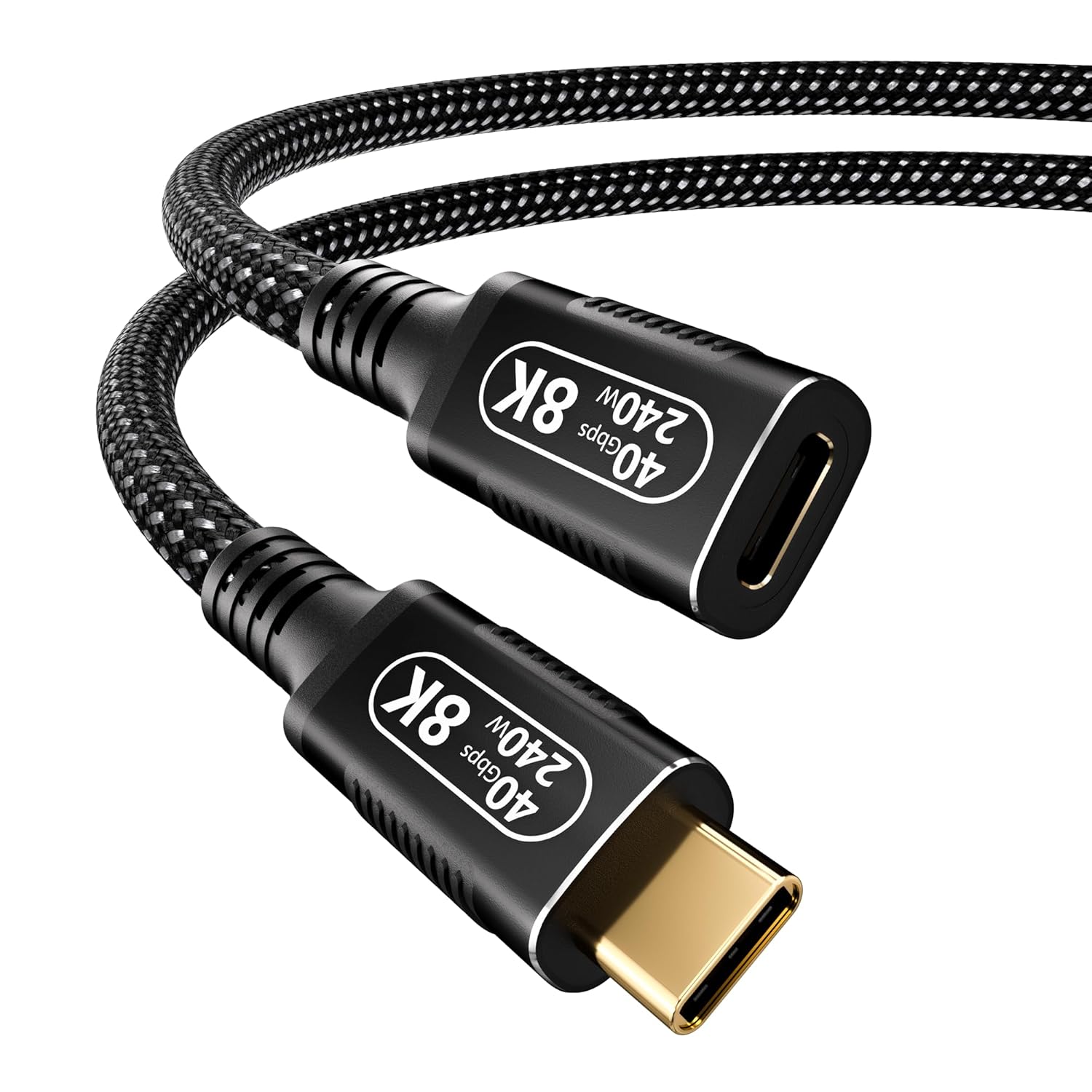 10ft/3M USB-C Male to Female Extension Cable - Thunderbolt 4/USB4/3 Compatible, 40Gbps, 8K@60Hz, 140W PD Fast Charging for M-acBook Pro, Monitors & Type-C Devices
