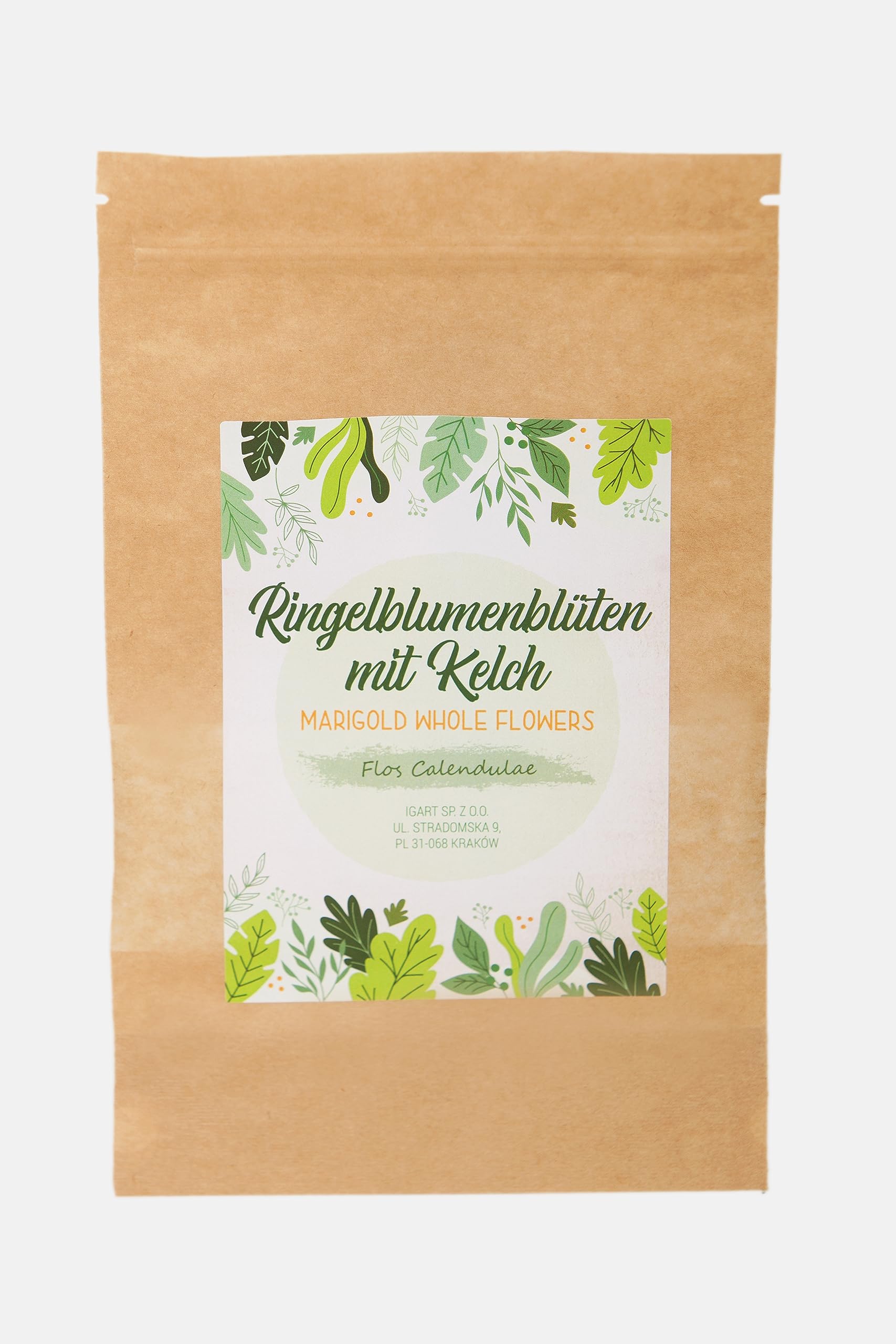 IGART Ringelblume mit Kelch, Ringelblumenblüten essbar, Orange Calendula, Getrocknete Blüten, Calendula Officinalis, Essblüten im Nachfüllpack, für Ringelblumentee, Kräutertee, Tee (2000g)