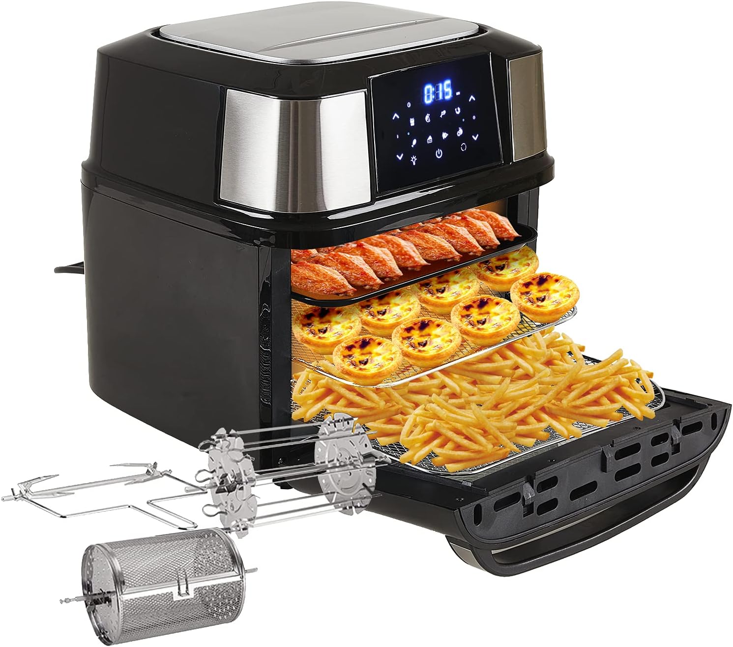 ランキングや新製品 10.4 Qtオイルレスエアフライヤー 1200WビジュアルデジタルLcdスクリーンエアフライヤートースターオーブン エア