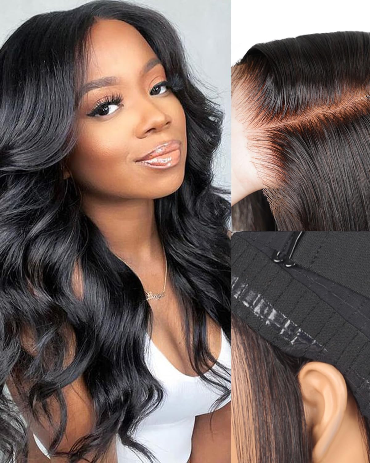 Arabella 6x6 HD Lace Glueless Wigs Human Hair 12A Body Wave Wig 20 Inch Black Color 20 Inch