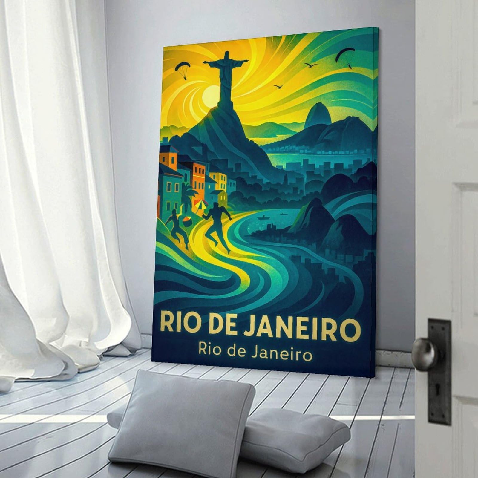 Junmoney Rio De Janeiro Travel (5) Wall Art Print, 24x36inch(60x90cm), for Study, Office Or Focused Interiors, Home Office Artwork with Decorative Appeal