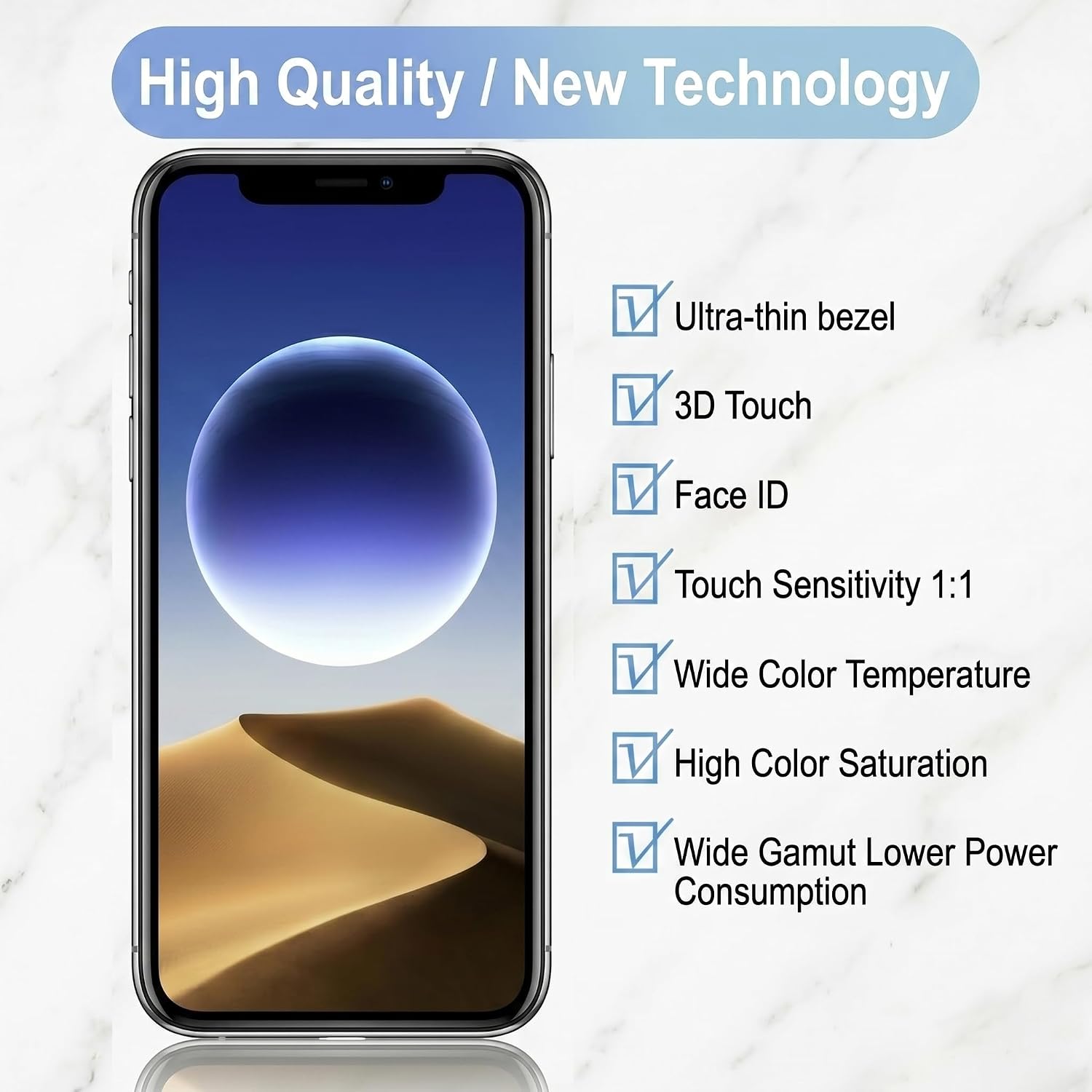 LMQ for iPhone 11 Pro Max Screen Replacement,Wholesale Full HD 6.5 inch COF LCD Display 3D Touch Digitizer Assembly with Waterproof Adhesive,for (Models A2161, A2218, A2220) No Repair Part Tools