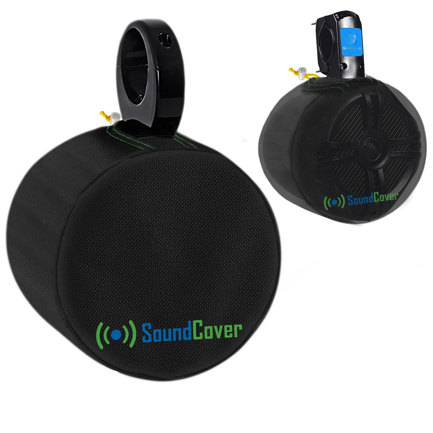 Black 600D Marine Wake Tower Speaker Covers – Medium (H 9.8" × W 9.8" × D 12") – Weather-Resistant Covers for Marine & ATV Speakers