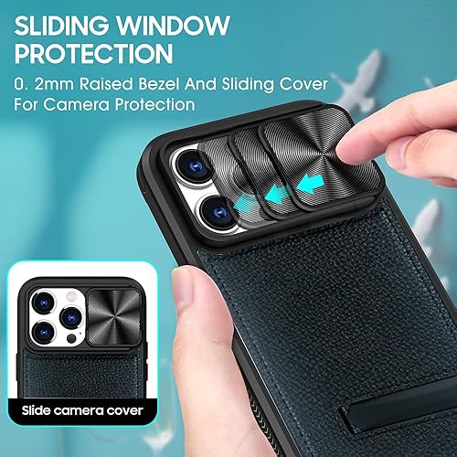 Miniatura 5 de Funda magnética fuerte para iPhone 15 Pro compatible con MagSafe, 3 formas de soporte incorporadas y cubierta de cámara de protección completa de
