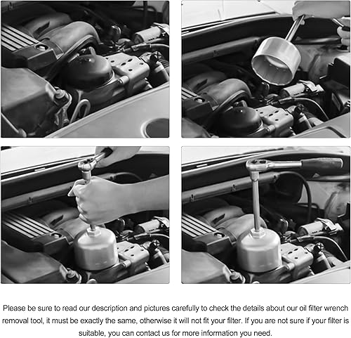 Miniatura 6 de OXCANO Herramienta de extracción de llave de filtro de aceite de 3.386 in x 16 flautas compatible con tapas de carcasa estilo cartucho Volvo y BMW