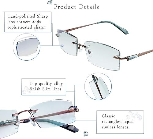 Miniatura 4 de LifeArt Lentes de bloqueo de luz azul, lentes de lectura para computadora, anti rayos azules, reducen la fatiga ocular, marco sin montura tintada