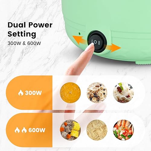 Miniatura 3 de Olla eléctrica caliente con vaporizador, olla rápida de ramen, mini olla eléctrica de calentamiento automático portátil de 1.8 L para cocinar
