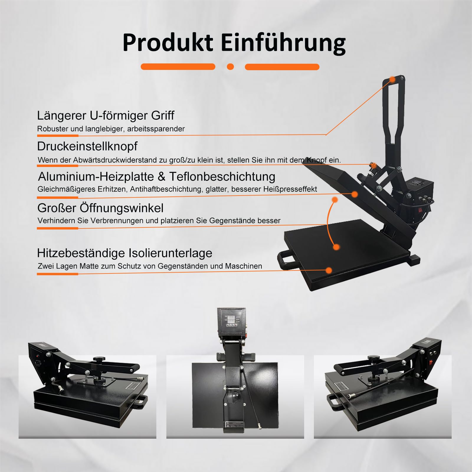 38x38CM 1400W Heat Pressing Digital Heat Press Machine, for T-Shirt Canvas Bag Mouse Pad Transferring Designs Artwork 15"x15"