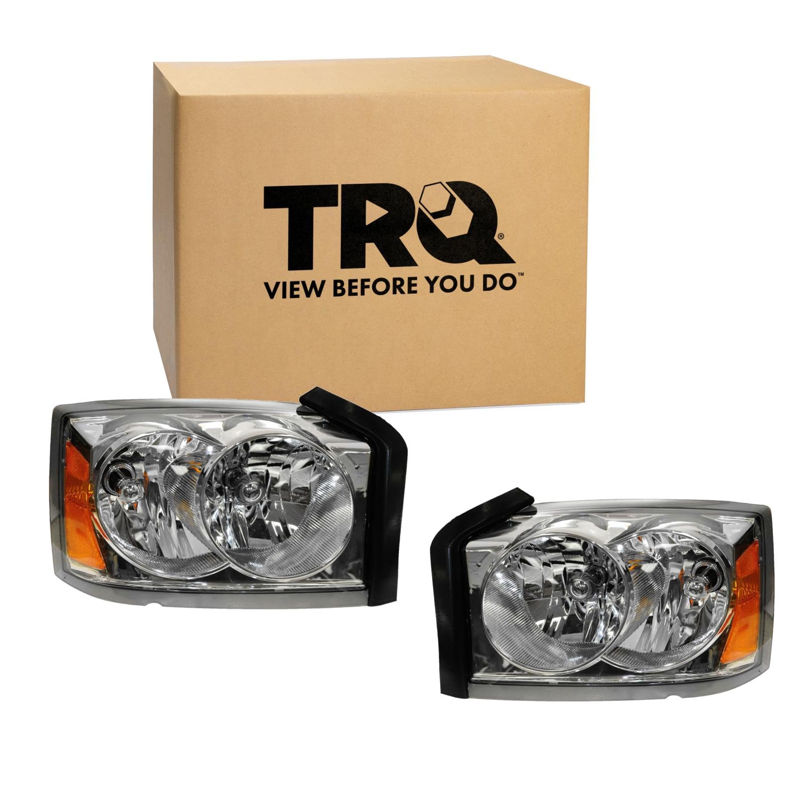 TRQ 2 Piece Headlight Assembly Set Driver &amp; Passenger Side Compatible with 2005-2007 Dodge Dakota CH2502159 CH2503159