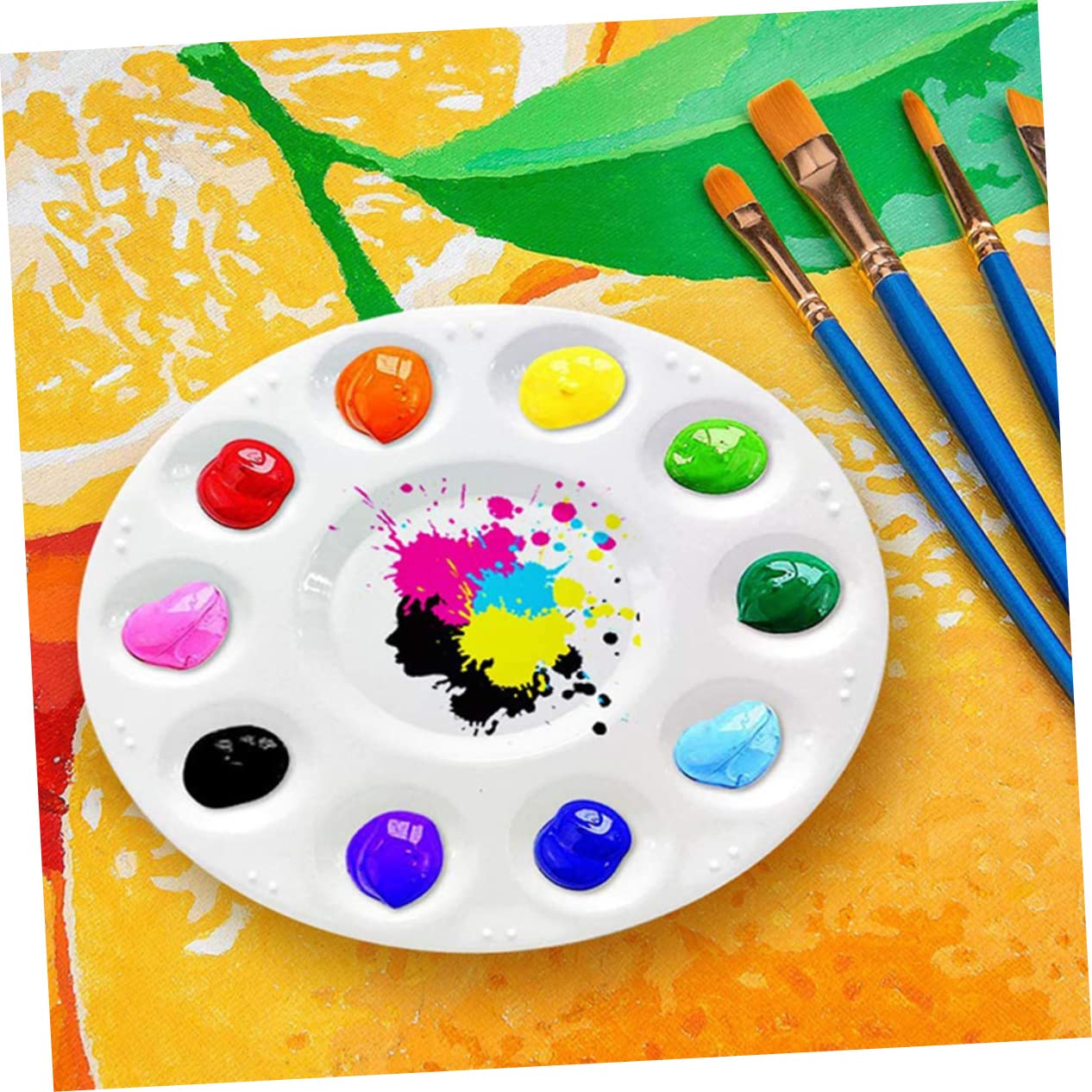 ARTIBETTER 5 Ensembles Palette De Peinture Ronde Plateau De Mélange Pigment Durable Et pour Artistes Peintres Amateurs Et DIY Palette Plastique Multi pour Peinture À Huile Et 15 Pièces * 5