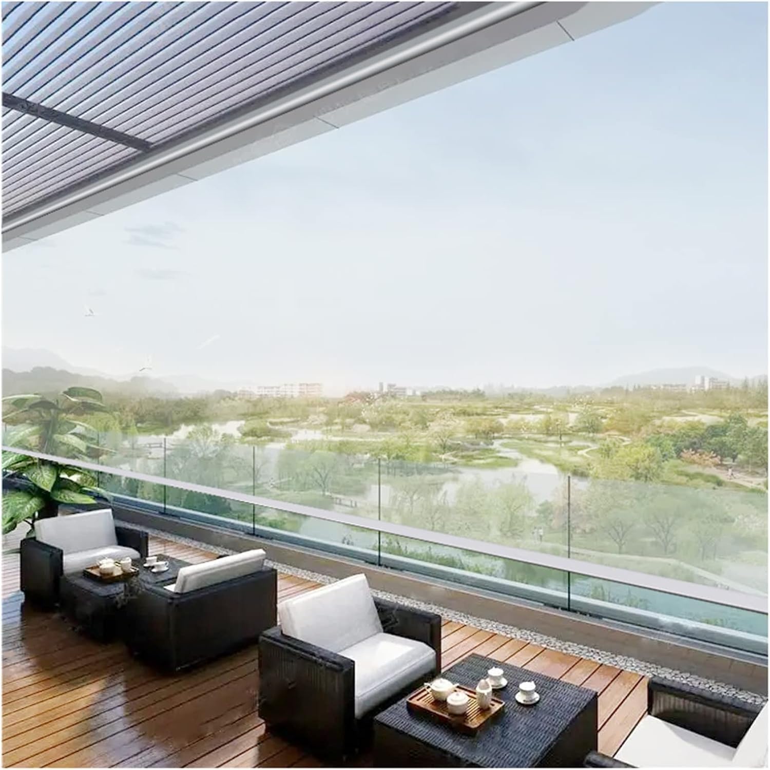 Stores enrouleurs transparents imperméables PVC coupe-vent balcon