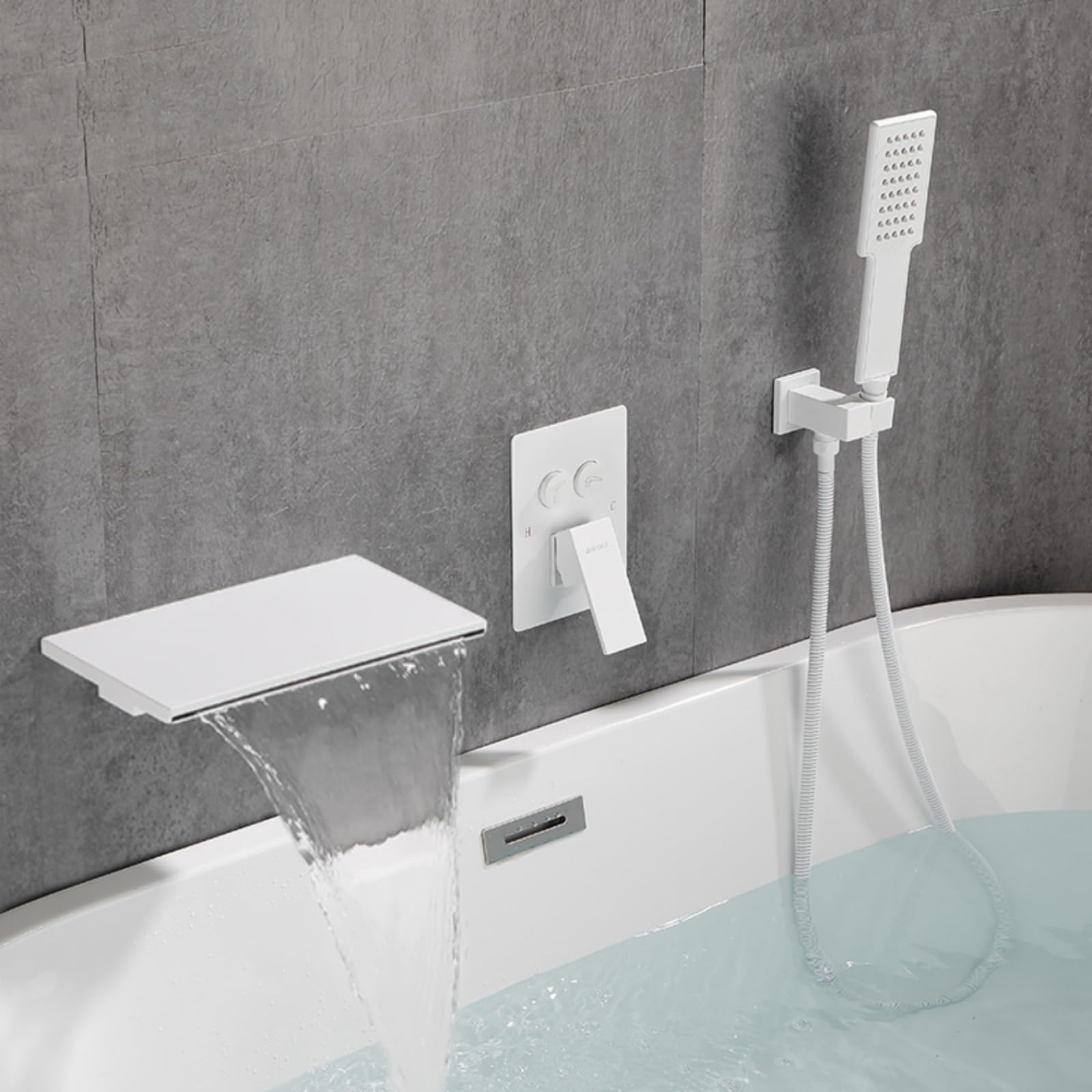 Robinet mitigeur de bain-douche cascade blanc mural pour salle de bain