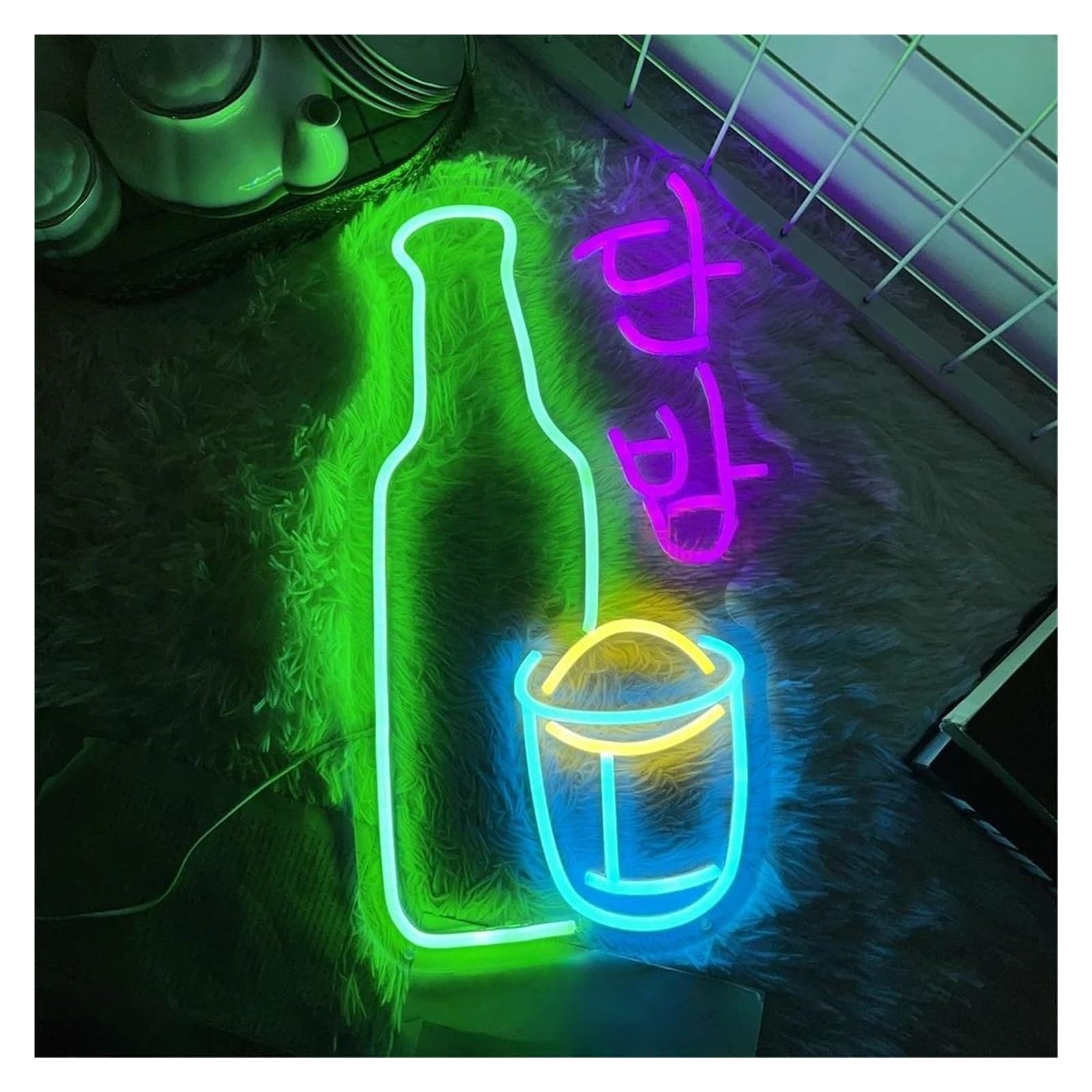 SHOUXI Sign Lamp Bar Soju Korean Beer Neon Lights Shop Home Bar Wall Decor 3D Sign Luminous Signs 40X21.8cm