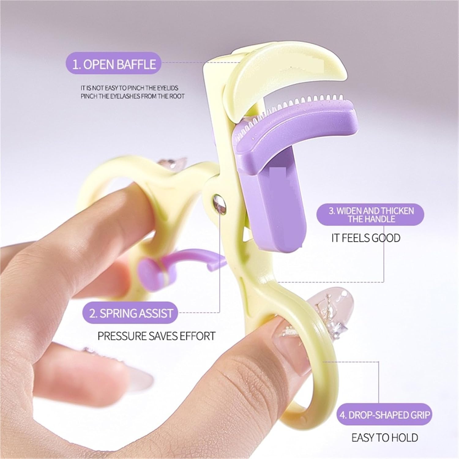 Wide-Angle Frameless Eyelash Curler Natural Curl Eyelashes Shaping Portable Design