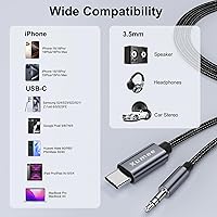 Vista 7 de Xumee Cable auxiliar a USB C (paquete de 2), cable de audio tipo C macho a conector macho de 0.138 in compatible con iPhone 15 Pro Max, estéreo