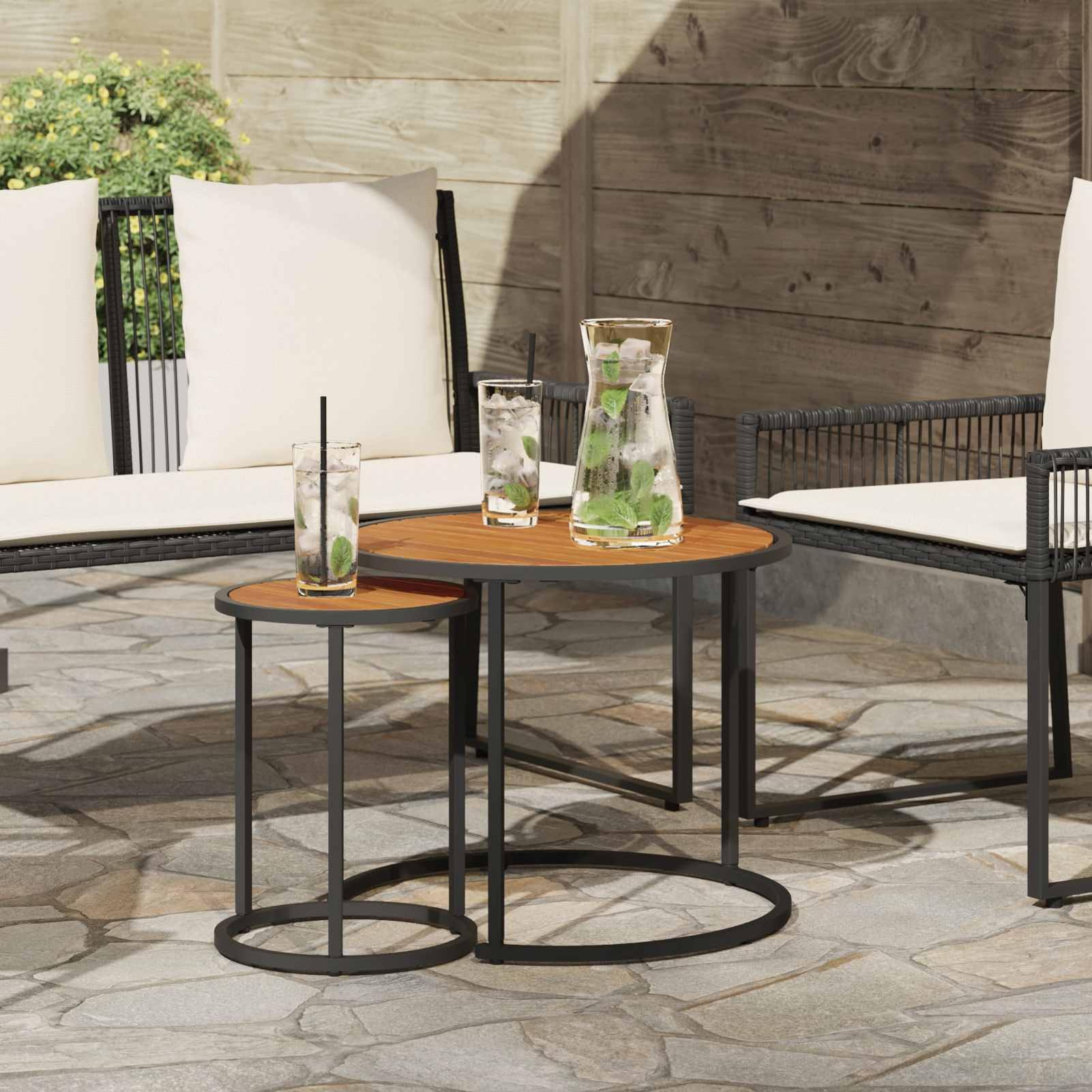Table basse en acacia Gecheer empilable et résistante aux intempéries