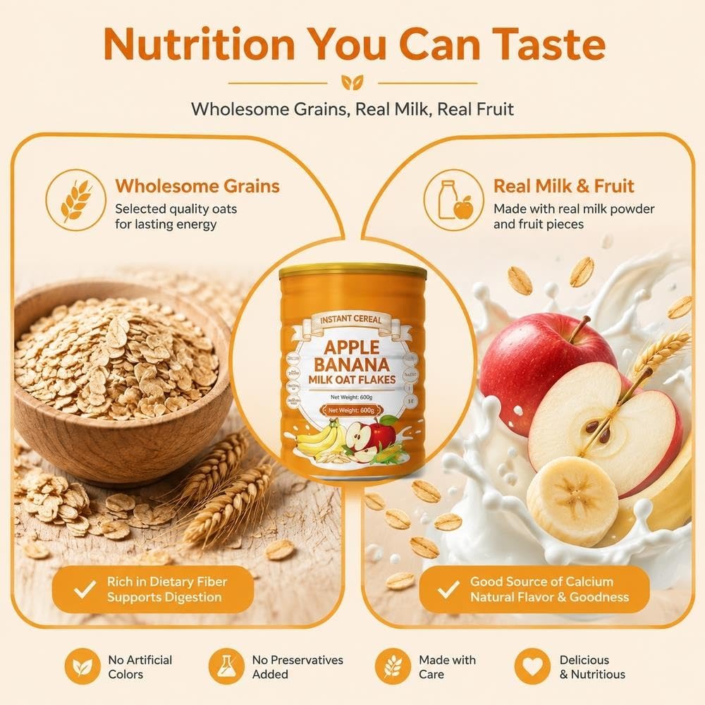 Manzana Plátano Avena con Leche Lata 600g