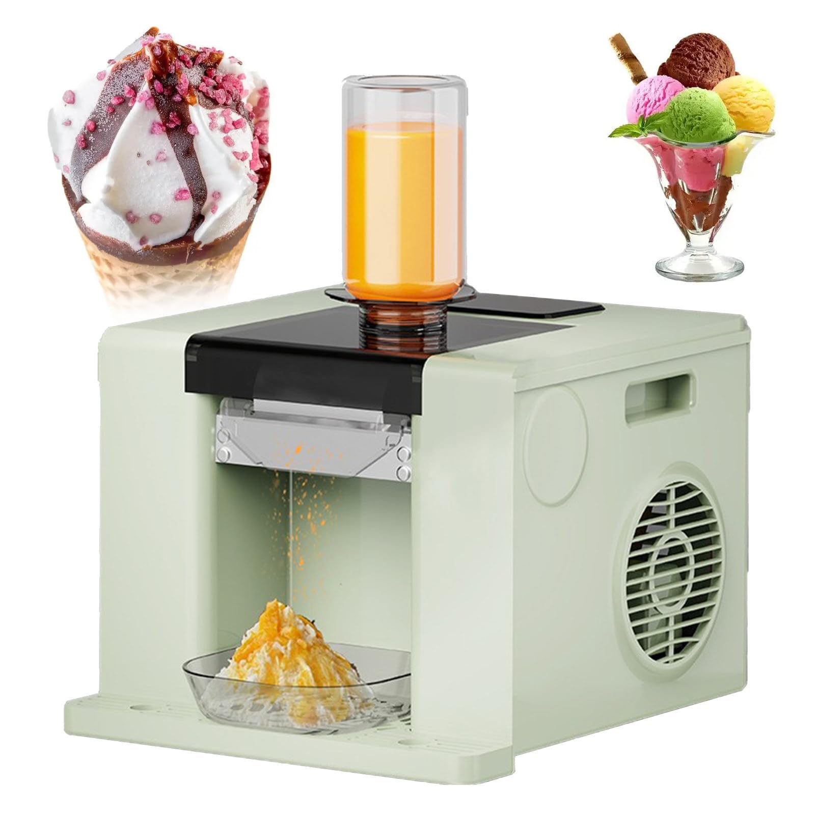 Machine à glace pilée commerciale verte pour transformer vos jus en sorbets