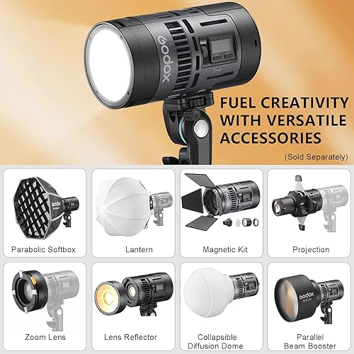 Miniatura 7 de Godox Kit de 2 luces LED RS60Bi de 60 W, iluminación continua LED bicolor de 60 W para fotografía de estudio al aire libre, grabación de video luces