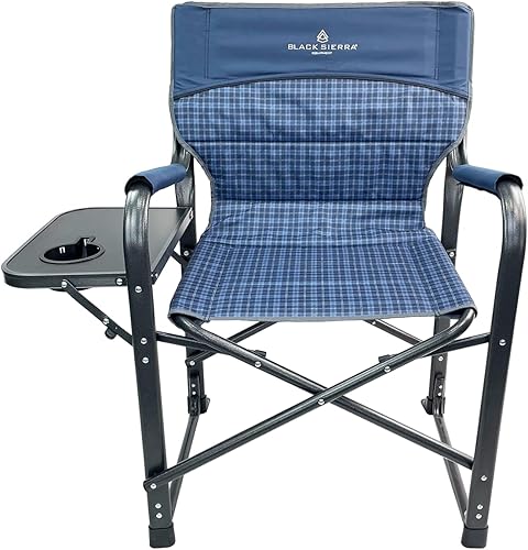 Miniatura 12 de XL Directors Silla con mesa auxiliar plegable, silla de campamento resistente soporta 400 libras, asiento plegable para exteriores de gran
