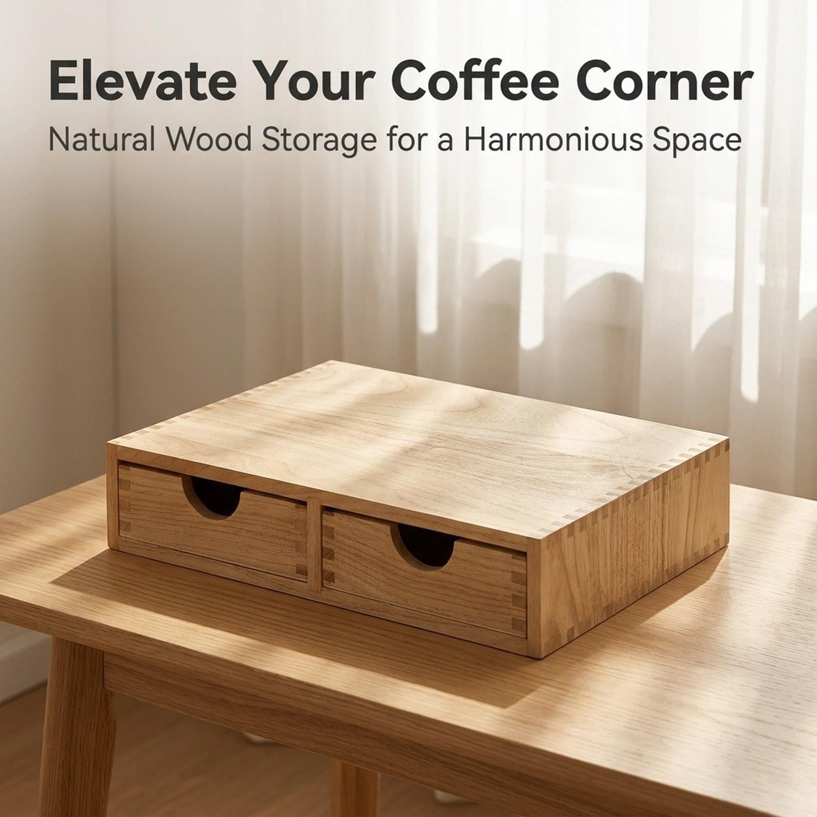 Kaffee Kapselhalter Holz Pod Schubladen Organizer Aufbewahrung für Tee Kaffee Kapseln Als Vielseitiges Zubehör mit Eleganter Optik für Küche Büro Gesc, Holz