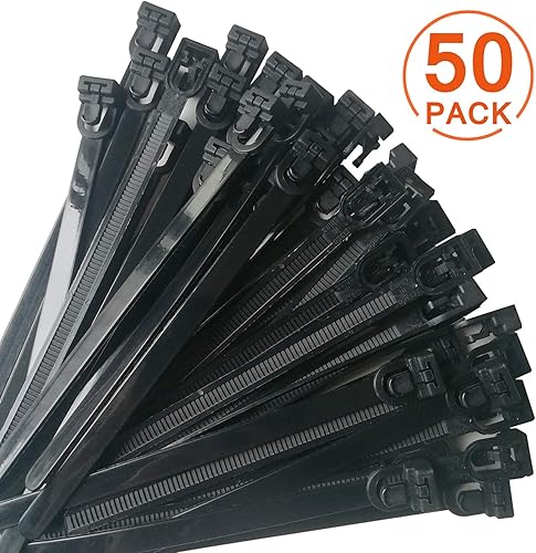 Miniatura 2 de [50 piezas] Sujetacables reutilizables, Canwn nailon resistente, mini correas flexibles con nudo deslizante (negro)