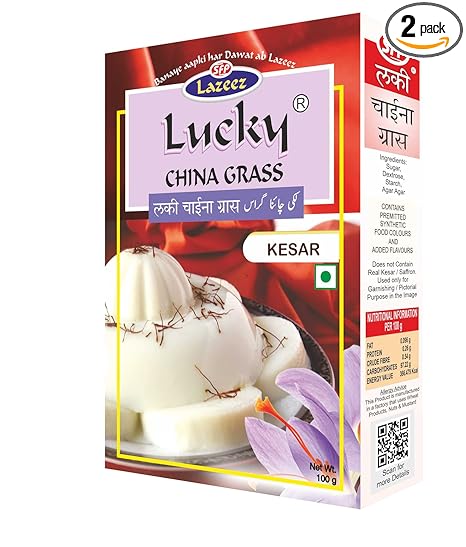 Lucky China Grass (Kesar Flavour) 100g. [Pack of 2]