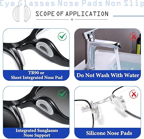 Miniatura 5 de 10 pares de almohadillas de nariz para lentes antideslizantes y adhesivas suaves de silicona, almohadillas de nariz de 0.059 x 0.276 x 0.591 in para