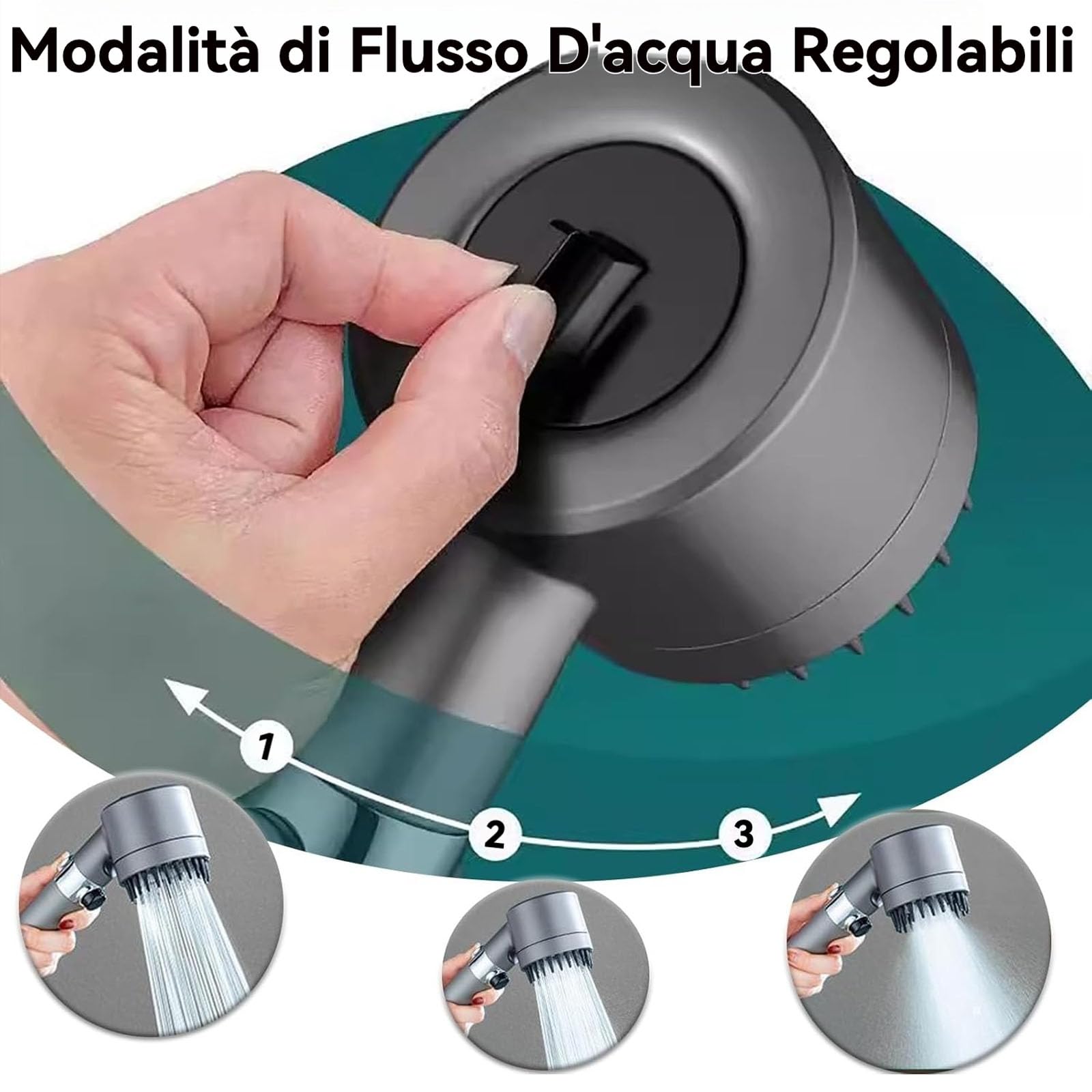 Pulifer - Alcachofa de ducha de alta presión, sistema de ducha de ahorro de agua de 3 ajustes con filtro integrado y 10 filtros de repuesto para eficiencia energética y agua limpia