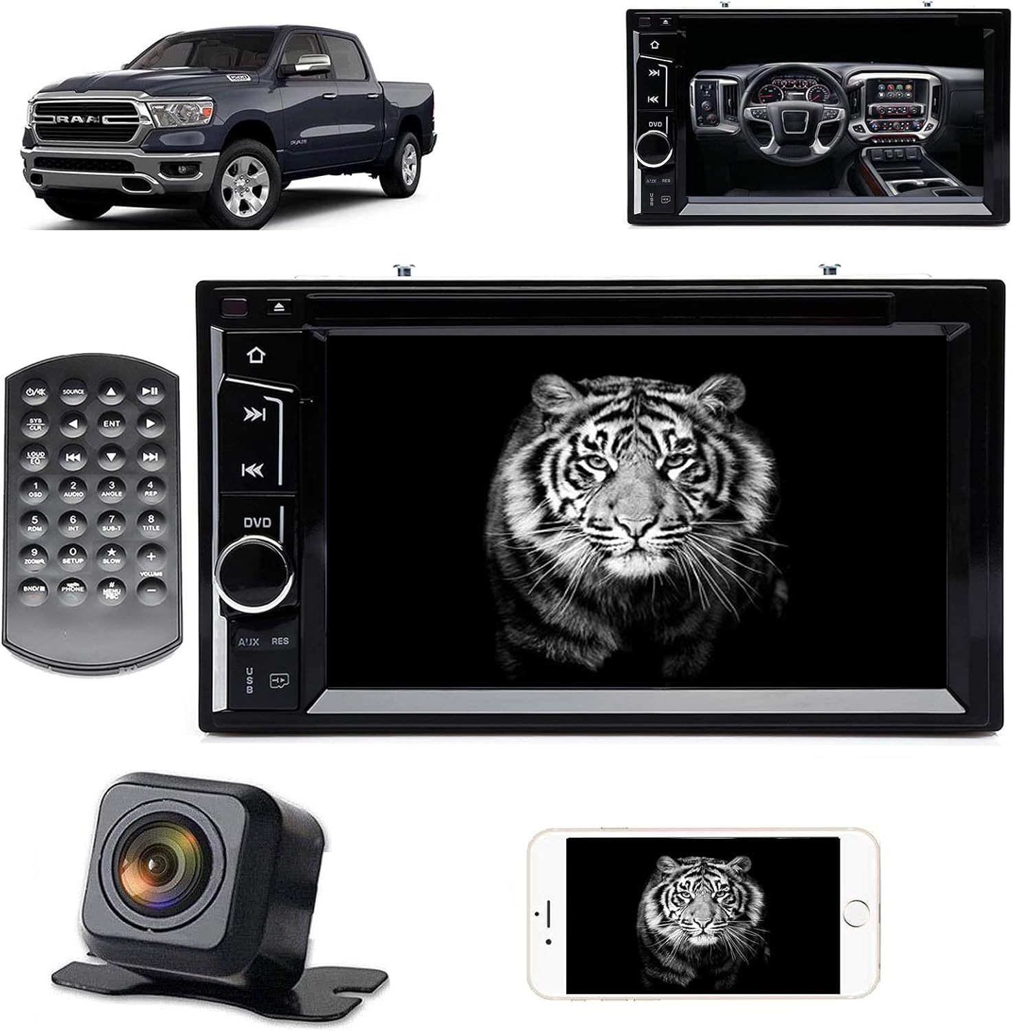 Double Din Car DVD Player with Backup Camera Bluetooth 6.2