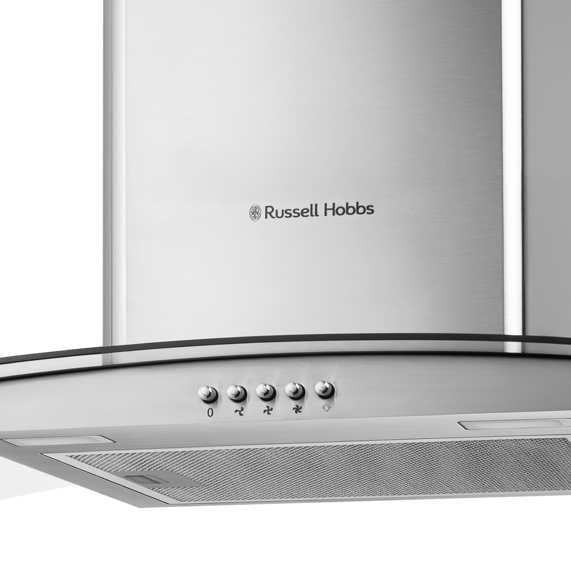 Russell Hobbs 90cm Curved Glass Cooker Hood in Stainless Steel with 3 Speed Settings, 1 x Carbon Filter, Extraction or Recirculation, 500m³/h Extraction Rate, A+ Energy Rating, RH90GCH92A1SS — view 8