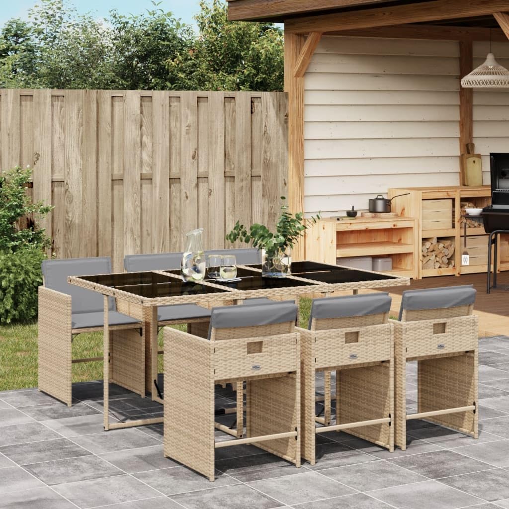 VidaXL Garten Essgruppe 7-TLG. - Poly Rattan Set Mit 6 Stühlen & Tisch