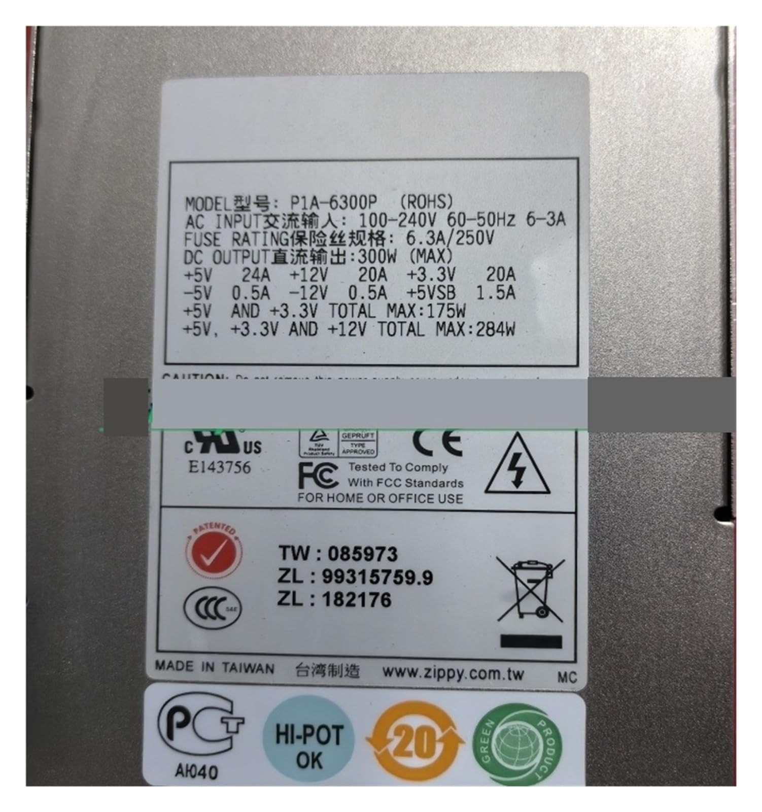 TSCFHGQI P1A-6300P 300W 1U Power Supply