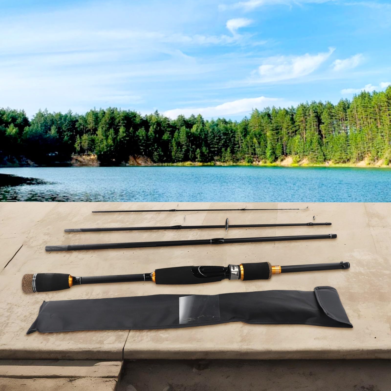 Zoegneer ML Travel Spinner Baitcasting Pole Carbon Multi-section Leurre Rod Carbon Fiber Leurre Canne à pêche pour la pêche 1.8/2.1m