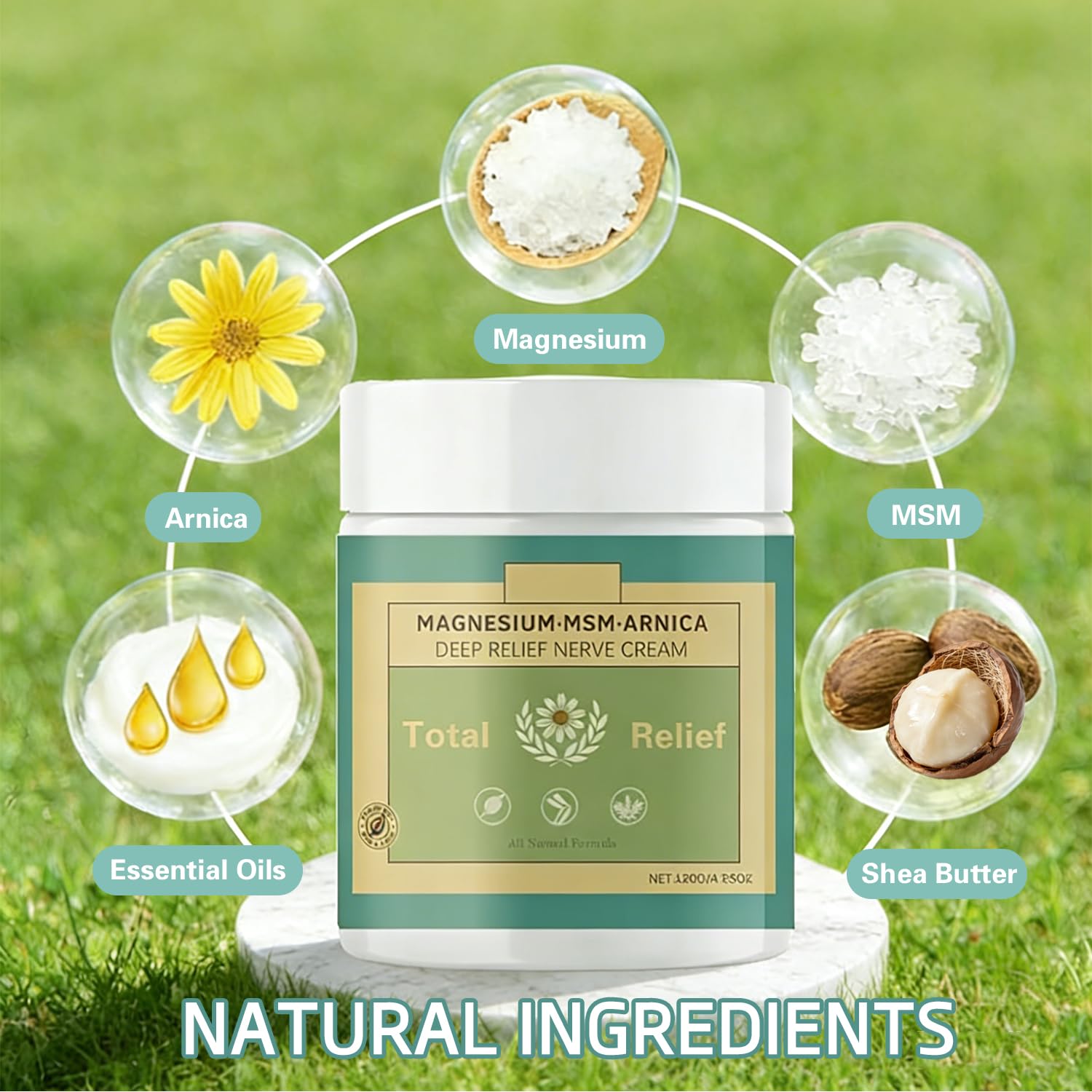 HANGWON Total Relief Magnesium Soothing Cream Advanced nerve Comfort with Arnica, Menthol, MSM,Fast-Absorbing for Relief Joint, Feet, Hands, Legs, Muscles, and Waist, Natural Ingredient -4floz/114g - 3