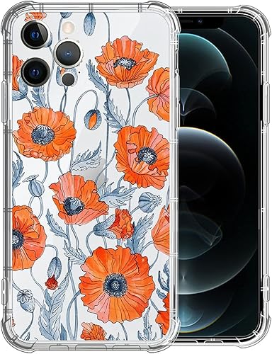CARLOCA Compatible with iPhone 11 Pro Case for Girl,Clear with Orange Flower Pat
