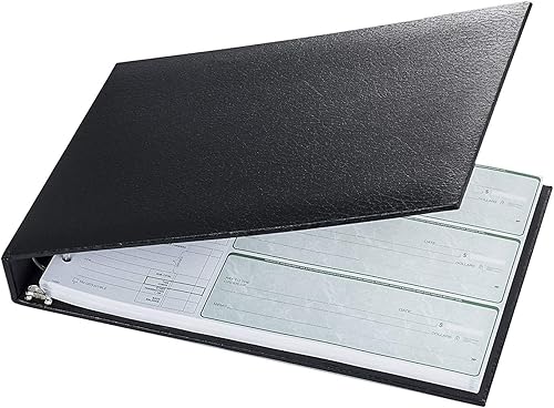 Carpeta ejecutiva de 7 anillas, capacidad de 500 cheques, para hojas de 9 x 13 pulgadas, con organizador de calendario de 6 años, diseño elegante