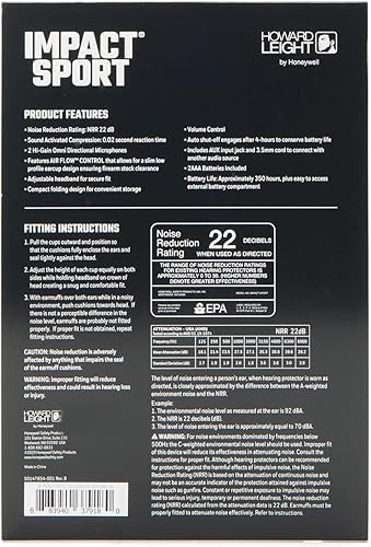 Miniatura 3 de Howard Leight by Honeywell, Impact Sport - Orejera electrónica para tiro con amplificación de sonido