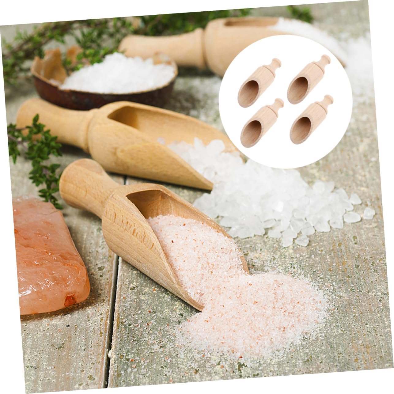SECFOU 4pcs Eco-friendly Wooden Tea Scoops Spoons for Salt Tea Milk Multipurpose Kitchen Utensils Easy to Use