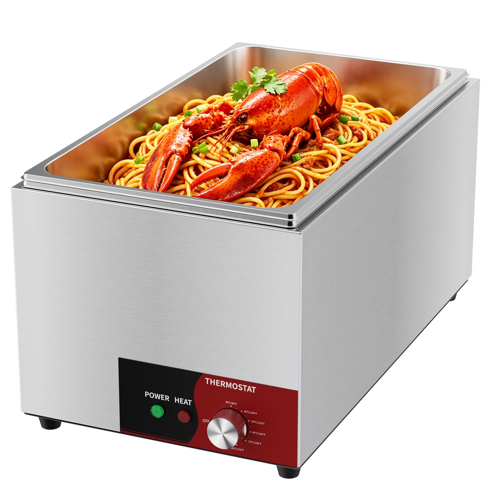 TAIMIKO 1000W Electric Bain Marie Commercial Food Warmer,Stainless Steel Countertop Buffet Steam for Catering, Restaurants, Parties, Buffets，1/1 GN (3 * 1/3 Pan &Lids)