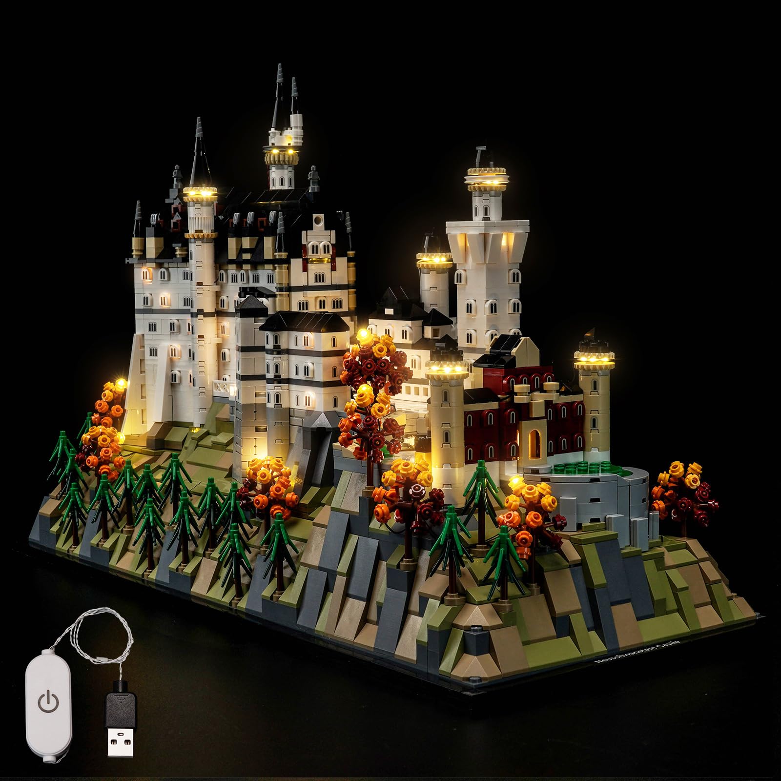 BrickBling Touch Dimmer Schalter Led Licht Set Kompatibel mit Lego Neuschwanstein Castle 21063 (Kein Modell), Dekorationsbeleuchtungsset Compatible with Lego Neuschwanstein Castle Kreative Spielzeug
