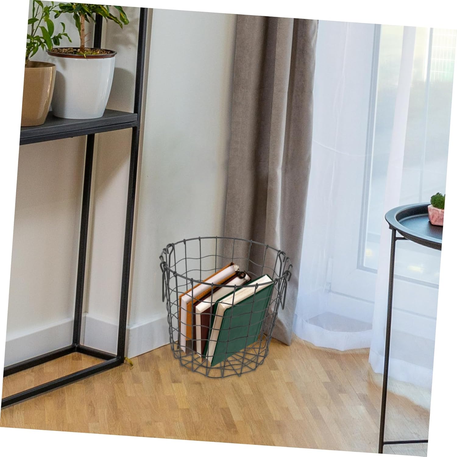 MERRYHAPY Decorative Basket Firewood Rack Outdoor Storage Boxes Metal Firewood Holder for Camping