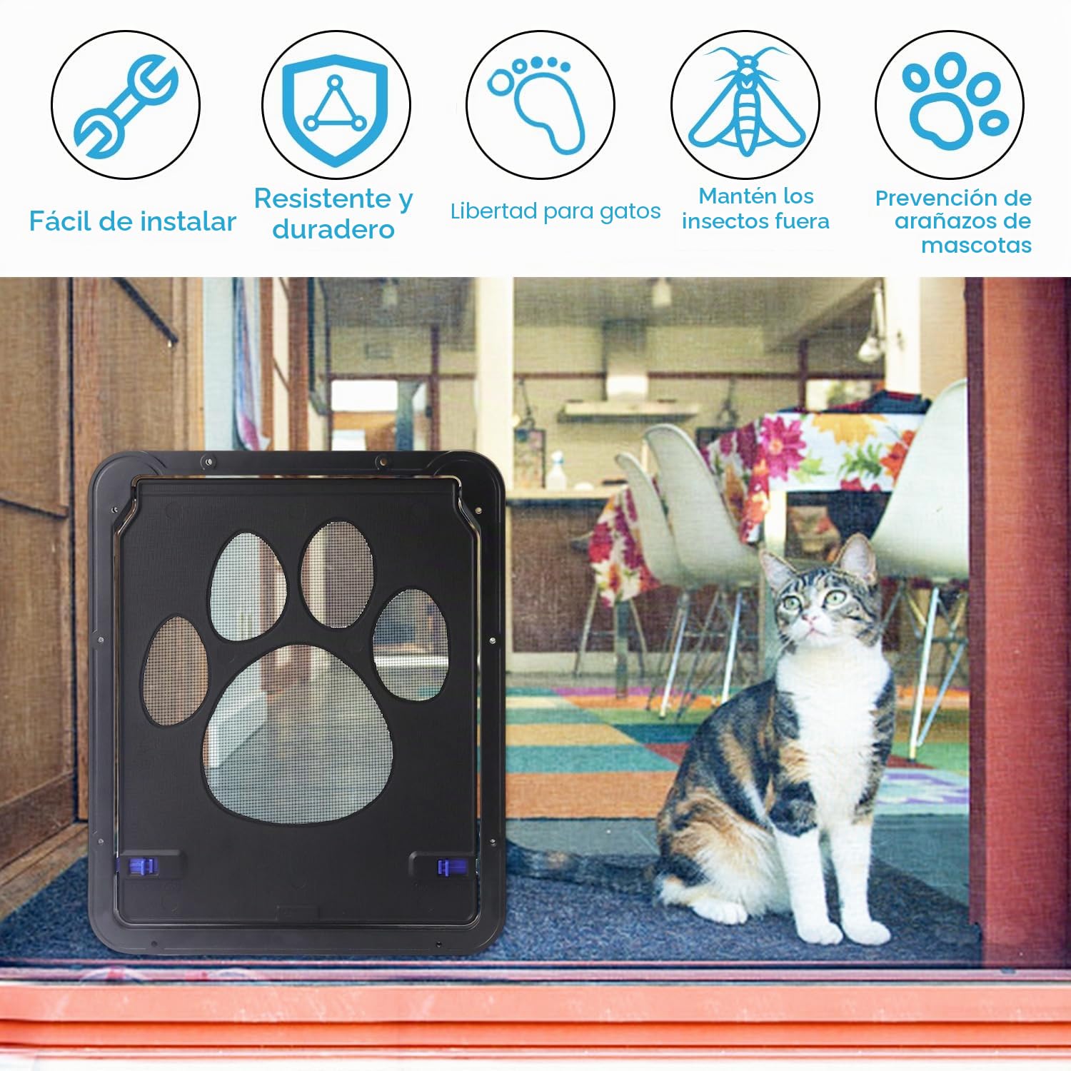 Gateras para Puertas Puerta Gatera para Gatos Puerta Perros Cierre Automatica Trampilla para Gato 24 x 29 cm Gatera para Mosquitera Puertas para Mascotas Fácil de Instalar para Cachorros y Gatos