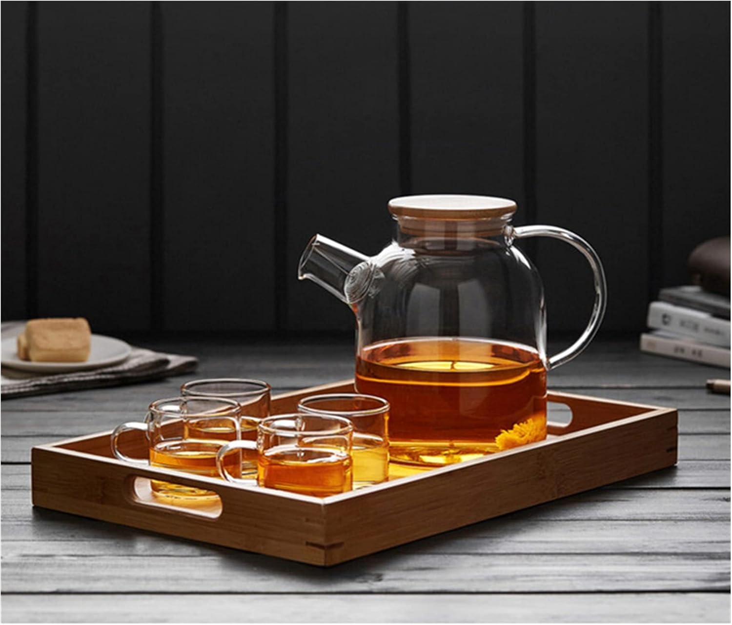 トレイ クリエイティブ木製トレイ 長方形カップ ティーセット 収納トレイ コーヒーテーブル リビングルーム 装飾 大型 ディナープレ