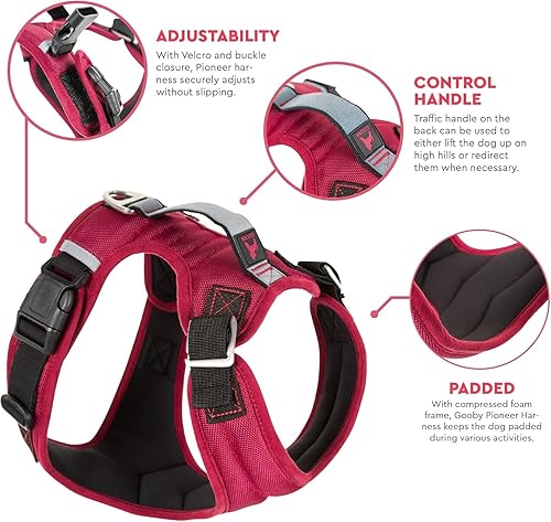 Miniatura 3 de Gooby Pioneer Arnés para perro con asa de control y capacidad de sujeción del cinturón de seguridad, grande, rojo